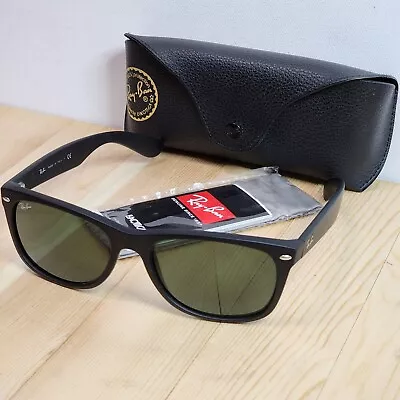 Ray Ban New Wayfarer Rb 2132 622 Matte Black Rubber 58/18/145 Italy Euc • $89