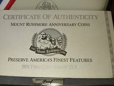 1991 S United States Mount Rushmore Anniversary Two Coin Proof Set   • $250