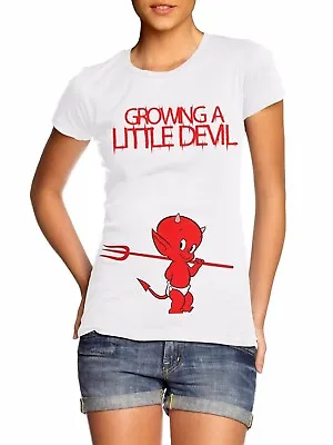 £10 • Buy Growing A Little Devil T Shirt Halloween Scary Joke Funny Maternity Pregnant 