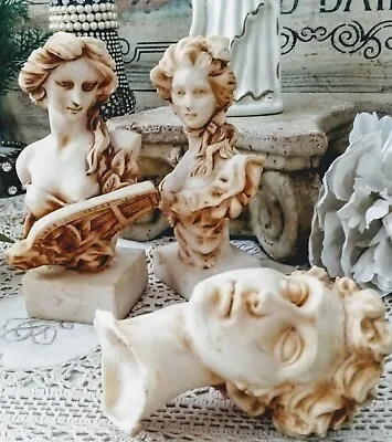 🌷3 Lot Vtg FauX STONe MarBle CLASSIC Victorian Bust Mini 5.5  Statue Figurines • $49