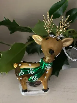 £7.99 • Buy Gisela Graham Christmas Bauble Gold Reindeer Tree Decoration