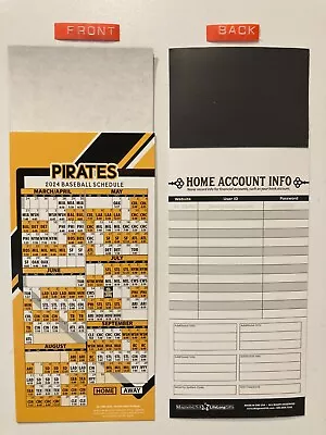 Mlb 2024 Pittsburgh Pirates Magnet Schedule (9  X 3 1/2 ) Teams Dates & Times • $4.50