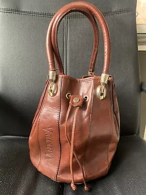 Vintage Brown Leather Valentina Bag Satchel Purse Pocketbook CUTE Free Shipping • $29.99