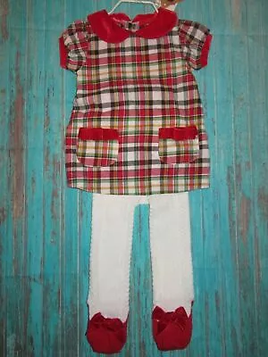 Mud Pie Tartan/Plaid Dress & Free Matching Tights Size 0-6 Months (0-3-6) • $15.99