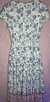 Salty Bright Women's Size 12 Floral Light Blue Layer Short Sleeve Maxi Dress. • $44.99