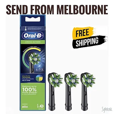 $33.95 • Buy NEW Braun Oral-B Power Toothbrush Cross Action Refills 3 Pcs Brush Black Edition