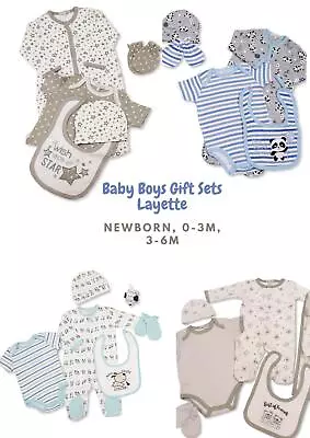£15.99 • Buy Baby Boys Clothing Gift Set Layette Cotton Babygrow Bodysuit Newborn To 6 Months