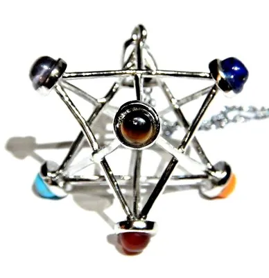 $13.99 • Buy MERKABA STAR PENDANT Metal Cage Chakra Sacred Geometry Necklace Stones Reiki 5H