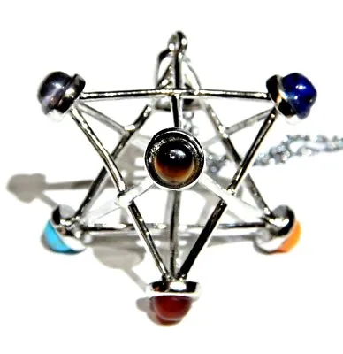 MERKABA STAR PENDANT Metal Cage Chakra Sacred Geometry Necklace Stones Reiki 5H • $13.99