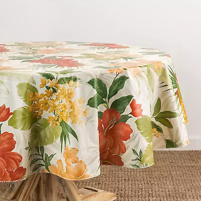 Callisto Tropical Floral Water- And Stain-Resistant Vinyl Tablecloth With Flanne • $35.60