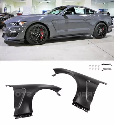 Pair Matte Black Front Side Fenders For 18-23 Ford Mustang GT350 Style Steel New • $799.98