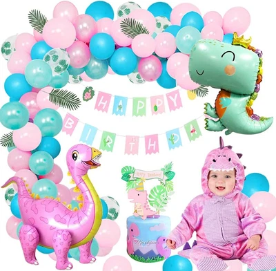 $15.99 • Buy Girls Birthday Decor Balloon Garland Dinosaur Baby Shower Party Balloon Arch Kit