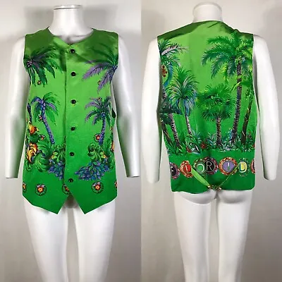 Vtg Gianni Versace Green 1993 Miami Print Vest XL • $588