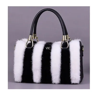 Luxury Womens Real Mink Fur Handbag Purse Party Bag Tote Crossbody Shoulder Bag • $84.03