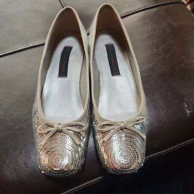 $19 • Buy STEVEN BY STEVE MADDEN Vintage Silver Sequin Flats Ladies 8.5