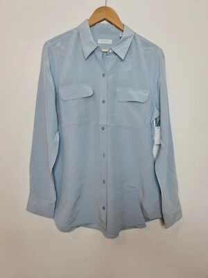 £79 • Buy Equipment Slim Signature 100% Silk Shirt Blouse Blue Fog Size XL BNWT RRP £210