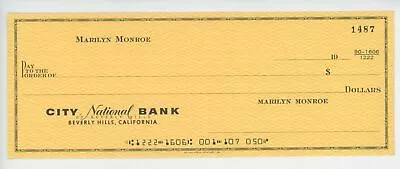 Marilyn Monroe - Original Vintage Personal Bank Check & Check Stub #1487 • $9.50