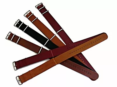 NATO G10® Distressed Grain Leather Black Brown Tan Watchband RAF Strap IW SUISSE • $39.99