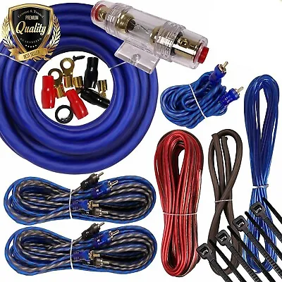 Complete 5 Channels 2500W 4 Gauge Amplifier Installation Wiring Kit Amp PK3 Blue • $37.99