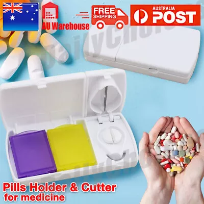 $4.85 • Buy Pill Cutter Box Grinder Medicine Box Tablet Crusher Pill Splitter Storage Case