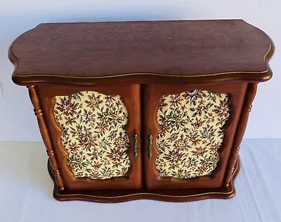 VINTAGE Wooden Musical Jewellery Box Storage Large Wood Draws Felt Door 37x24cm • $109.94