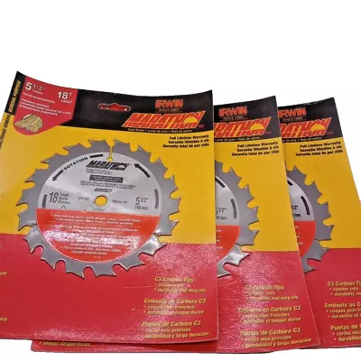 Vtg IRWIN Marathon 5-1/2 18T 14027 Circular Saw Blade USA MADE Carbide 3-PACK • $43.20