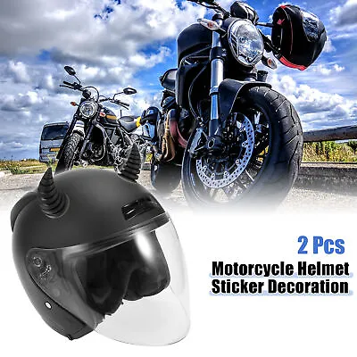 2pcs Car Motorcycle Helmet Threaded Bull Horn Style Decoration Suction Cup Black • $17.63