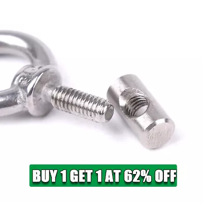 2X 304 Stainless Steel Lifting Eye Bolts Rin Slide Eyebolt Hooking Nut Deck Loop • £3.72