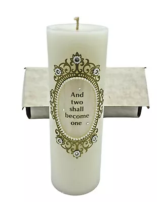 Happily Ever After And Two Shall Become One White Wedding Unity Candle In Box 9  • £18.49