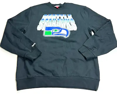 Vintage Mitchell Ness Sweatshirt Seattle Seahawks Black Tag 2XL Actual M • $50.83