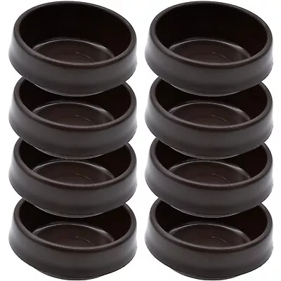 £4.78 • Buy 8 X Small BROWN CASTOR CUPS Carpet/Floor Chair Sofa Furniture Protectors Caster