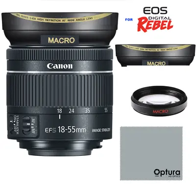 WIDE ANGLE + MACRO LENS FOR Canon EF-S 18-55mm F/4-5.6 IS STM Lens WORKS ON 58MM • $34.99