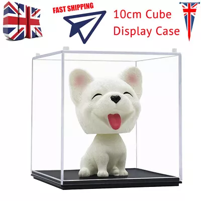 UK Clear Acrylic Cube Display Box Perspex Case Dustproof Plastic Base Protection • £11.99