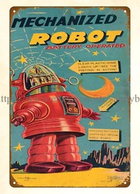 JAPANESE MECHANIZED ROBBY ROBOT Childhood Toy Metal Tin Sign Plaques As Wall Art • $18.85