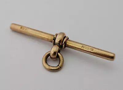 Antique 9ct/ 375 Rose Gold Swivel T-Bar For Albert Chain C.1910/ L 3.9 Cm/ 4.3 G • £135