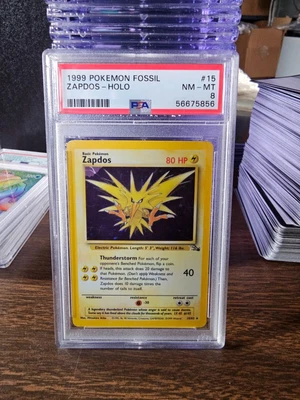 $40 • Buy 1999 Pokemon Fossil #15 Zapdos-Holo PSA 8 NM-MT 15/62 PSA #56675856