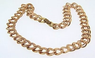 Vintage Rose Brass Double Curb Chain 18  Deco Necklace V900 • $2.99