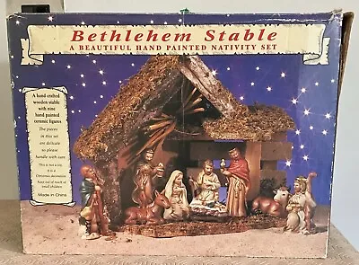 Vintage Boxed Bethlehem Stable Nativity Set Wooden Manger As Found. • £45