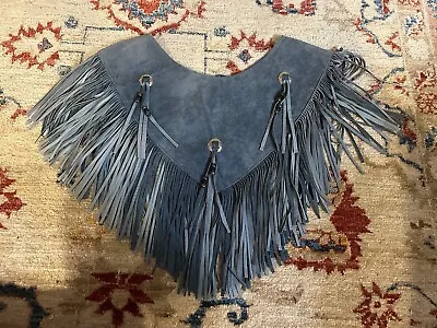 Vintage Pioneer Wear Leather Fringe  Shawl Size 1 Authentic Leather Made In Usa • $30