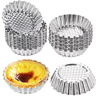 30 PCS Egg Tart Mold For Baking 3.8 Inch Stainless Steel Mini Tart Tin Pans E... • $18.53