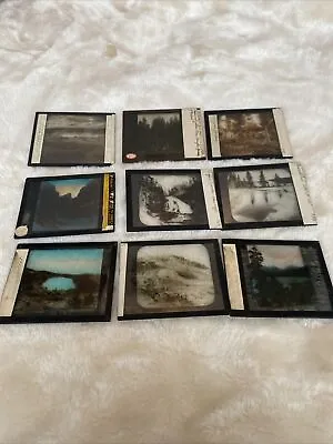 Antique Glass Slide Lot Of 9 Magic Lantern Virginia Cascades Arizona Gardens • $28