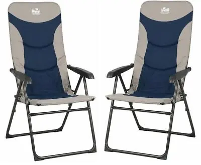 Pair Of Royal Colonel Chair Blue High Back Camping Caravan Outdoors Garden • £89.95