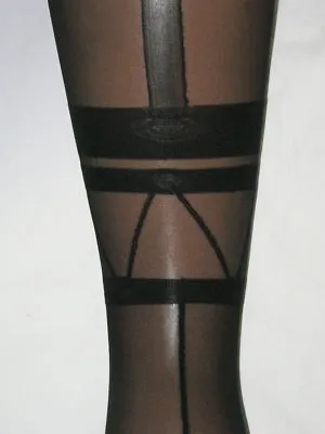 Sheer Mock Stocking Tights. Good Quality Seamed Back Seams Burlesque Sexy S M L • $6.20