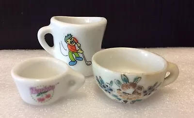 Vintage Doll House Miniature Cups / Mugs  Off White Porcelain  Set Of 3 • $4.99