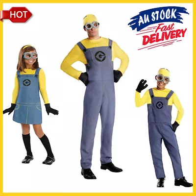 Fancy Dress Mens Despicable Me Boys Adult Men Kids Minion Costume Girls Cosplay • $23.68