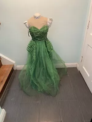 Vintage 1950s Green Tulle Cocktail Party Dress Sequined Prom • $100