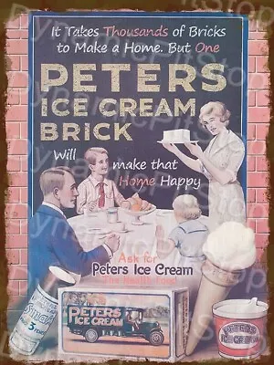 Peters Ice Cream Rustic Tin Sign Vintage Diner Australian Made • $39.95