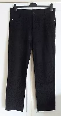 Farfalla Rosso~fab Black Leopard Jacquard Stretch Jeans Trousers~soft~size Xl~vg • £5.99