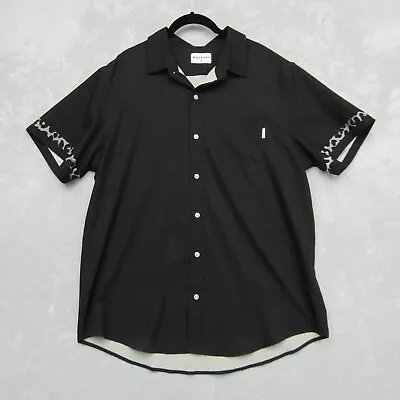 Mavrans Black Leopard Game Weekend Button Down Shirt XL Short Sleeve • $49.99