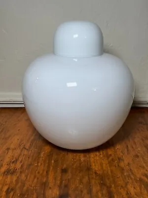 Venini '95 Signed Carlo Scarpa Murano Italy White Glass Ginger Jar Lidded Vase • $637.50